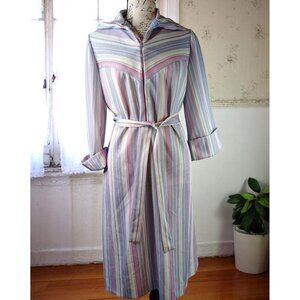 Vintage Puritan Forever Young Medium Purple Pink Stripe Dress 70's Retro Zip